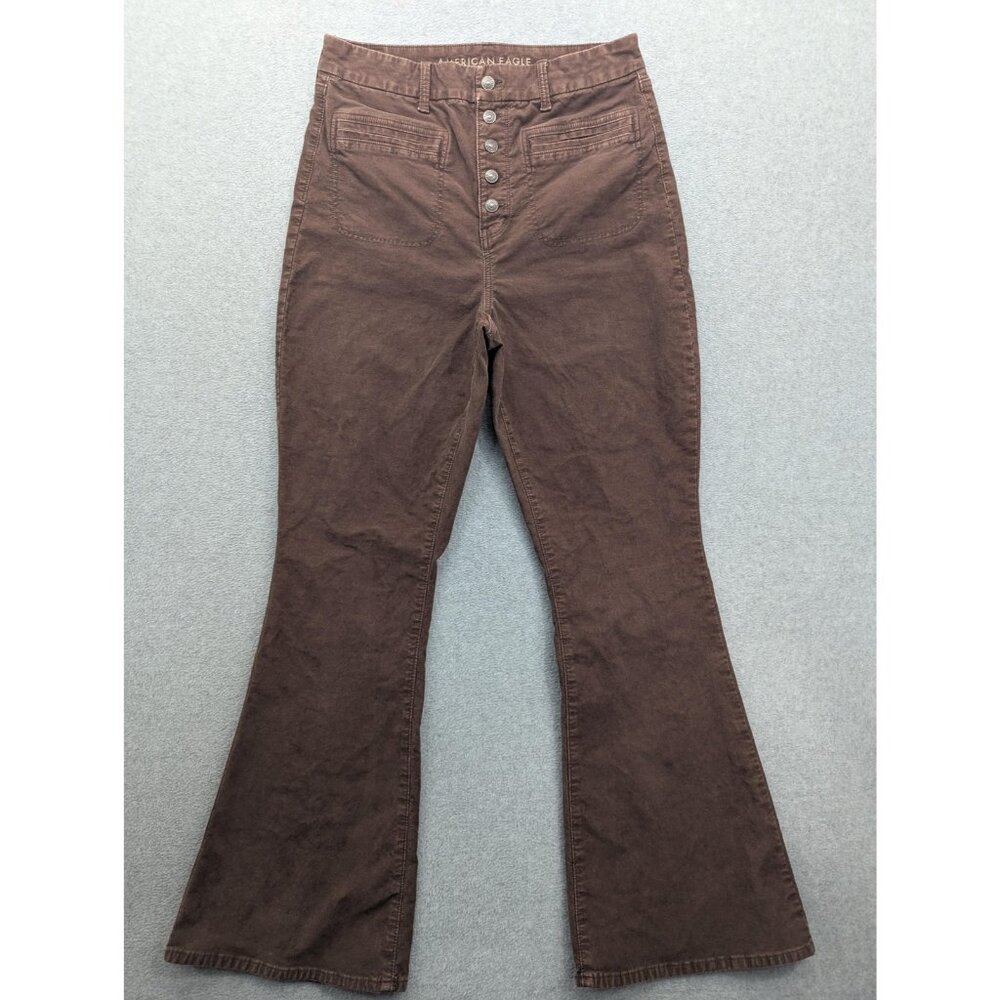 American Eagle Outfitters Pants Womens 14 Tall Brown High Rise Flare Corduroy